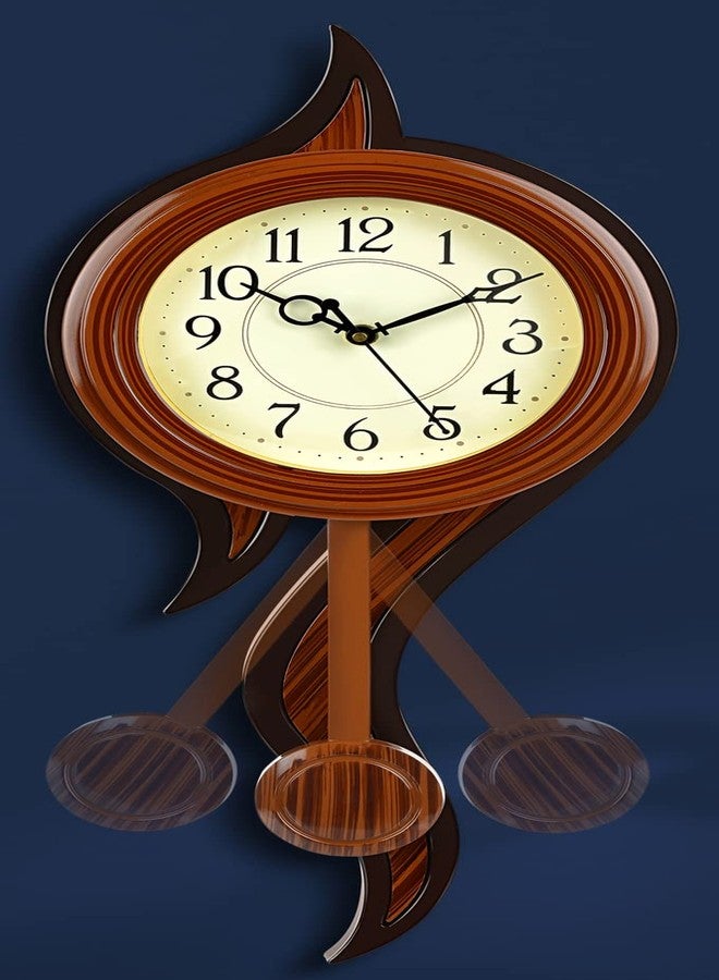 Harbour Analog Latest Stylish New Models Wall Clock with Pendulum for Home Living Room Hall Bedroom (Size Height 52 CM X Width 22 CM)- Home Decor Big Size Wall Clock Mz AD 13 DB 2 - Image 1